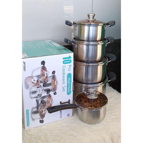 JP Jamesport Heavy Duty 10PCS Stainless Steel Cookware Set Cooking Pots/ Cooking Sufuria