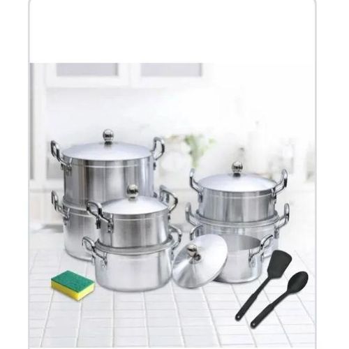 Tornado TC 14-Pcs Stainless Steel Cooking Pot Set Durable Non-Stick Interior Heat Resistant Handles Elegant Design for Everyday Cooking and Family Kitchen Use