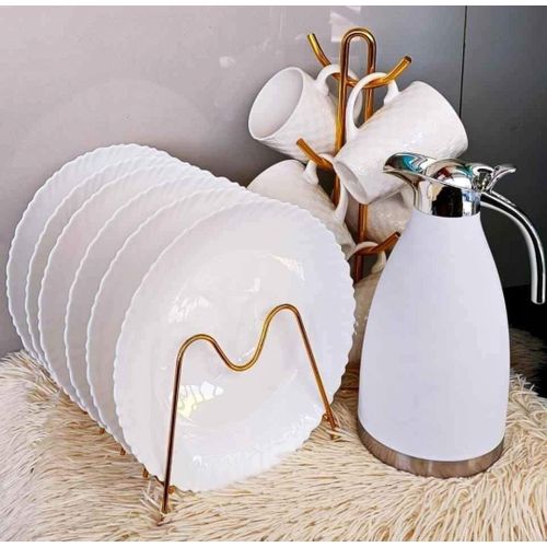 13pcs Ceramic dinner set 6 plates 6 cups, 2Liter Unbreakable Flask