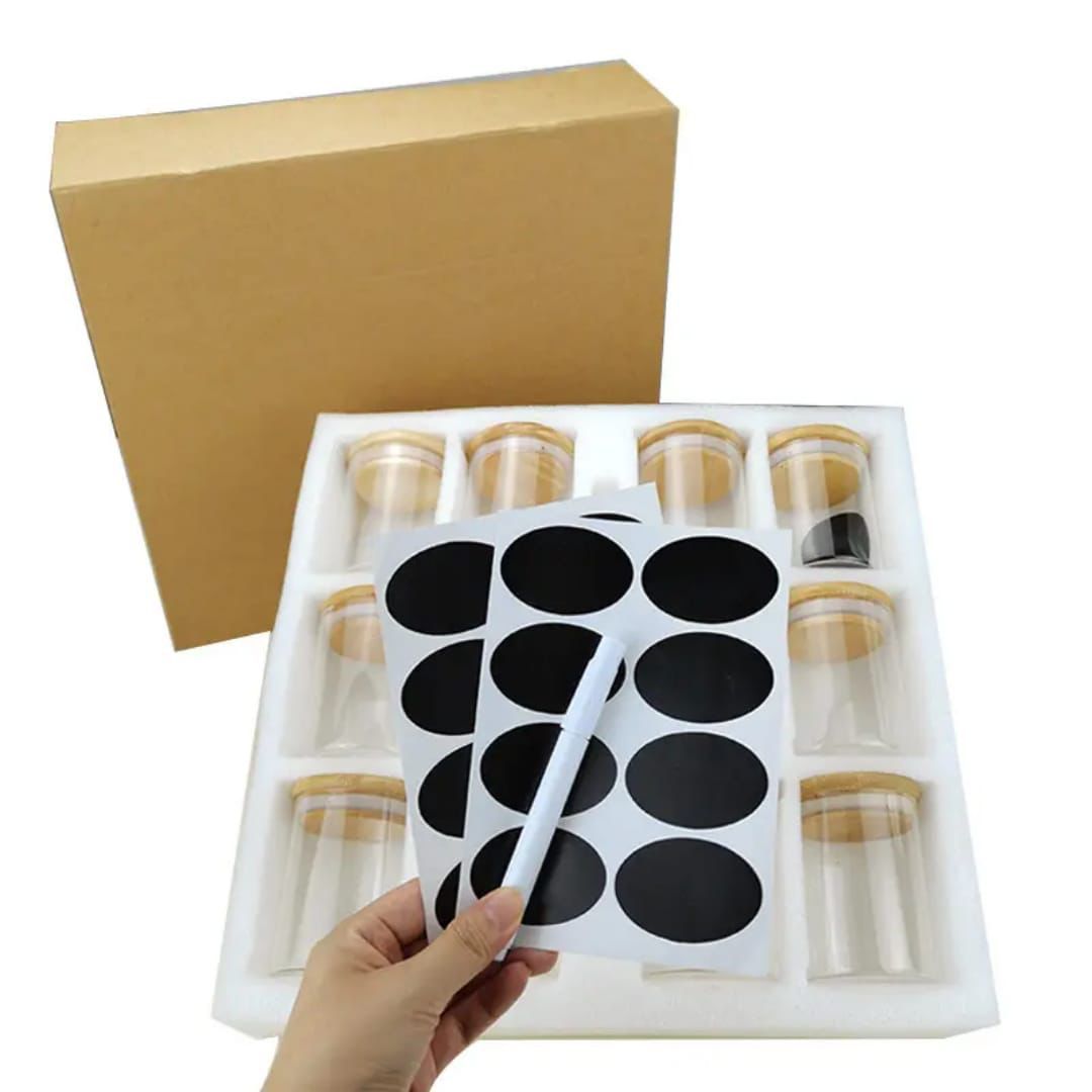 SPICE JAR.12pcs Round Glass Spice Jar Set with Bamboo Lid - Image 5