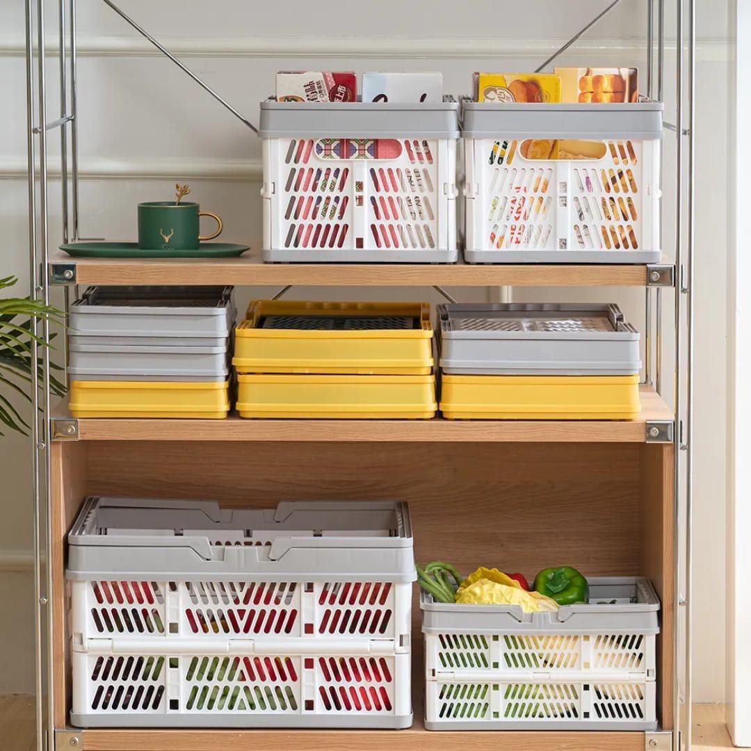 Large Foldable/Collapsible Multifunctional Stackable Basket With Handles - Image 2