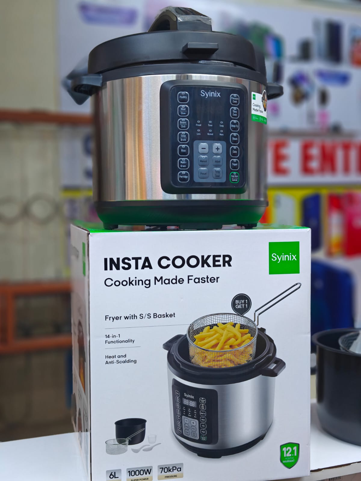 Syinix 6L Pressure Cooker Insta Cooker 14-in-1 Stainless Steel